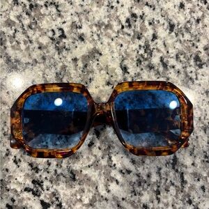 Anthropologie Tortoise Shell Sunglasses with Blue Lenses